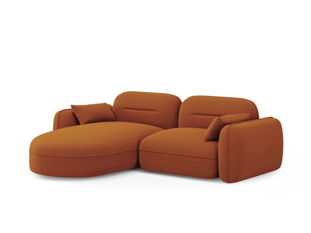 Cosmopolitan Design - Divano angolare modulare sinistro "Sydney" 3 posti in velluto terracotta 