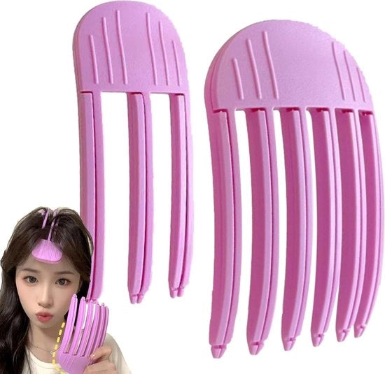 Fissatrice Capelli - Clip Radice Capelli - Divisore Clip - Fissatrice Capelli con Artefatto - Clip Radice Capelli - Spilla Capelli Senza Tracce - Calotta Alta Top Fissa Spilla Capelli per Crepi Radici Capelli - Rosa - 2 Pezzi