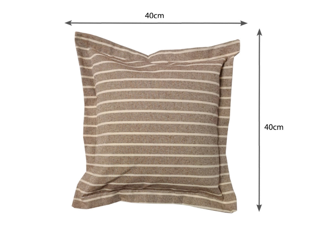 Federa Per Cuscino Arredo Casa Chiusura Zip Fodera Tinto Filo Rigate SV - 40x40 - Tortora