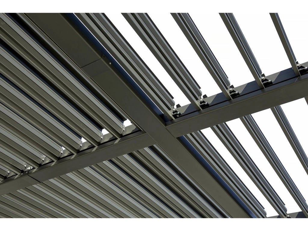 Pergola bioclimatica "Kensington" con tenda in alluminio - 3 x 5 m - Grigio