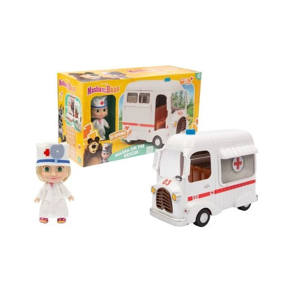 Set bambola giochi preziosi mha55000 masha e orso con ambulanza ruota