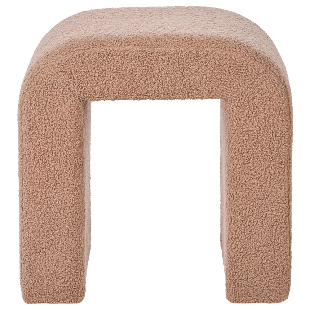 Pouf marrone chiaro Rivestimento in bouclé Pouf a forma di U Design moderno Accessori per il soggiorno