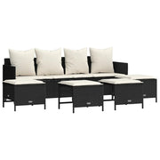 Set Divani da Giardino 5 pz | Set Salotto da Giardino con Cuscini in Polyrattan Nero