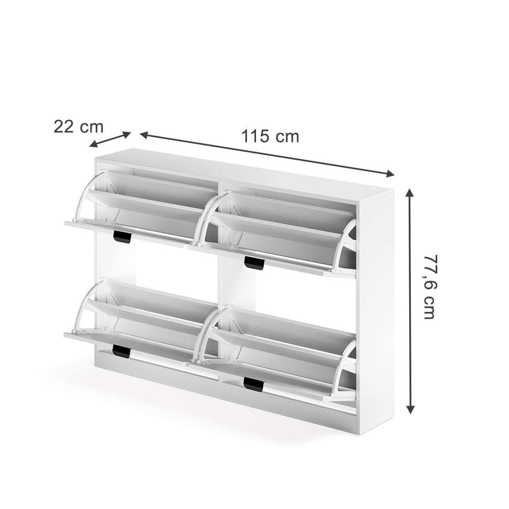Scarpiera da ingresso Gizmo Bianco/Nero 115 x 77.6 cm con 2x2 scomparti Vicco