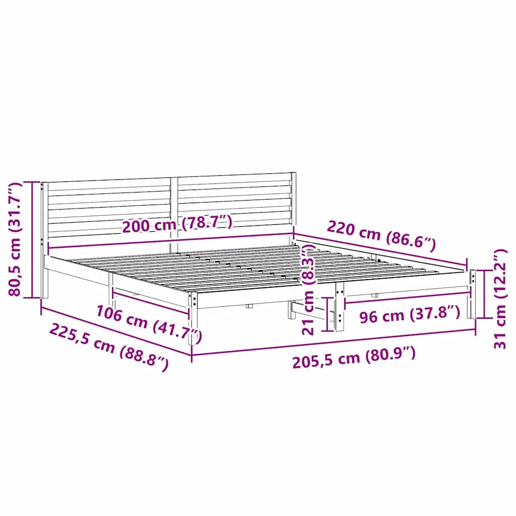 Struttura del letto Marrone cerato 200 x 220 cm Pino massello 872343