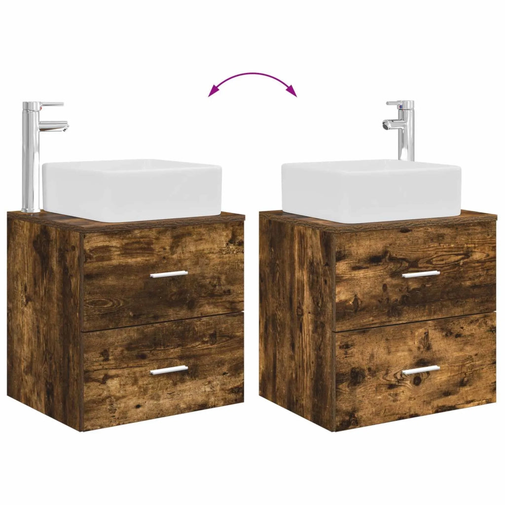 Set di mobili per il bagno 2 pz Rovere Fumo 3403980