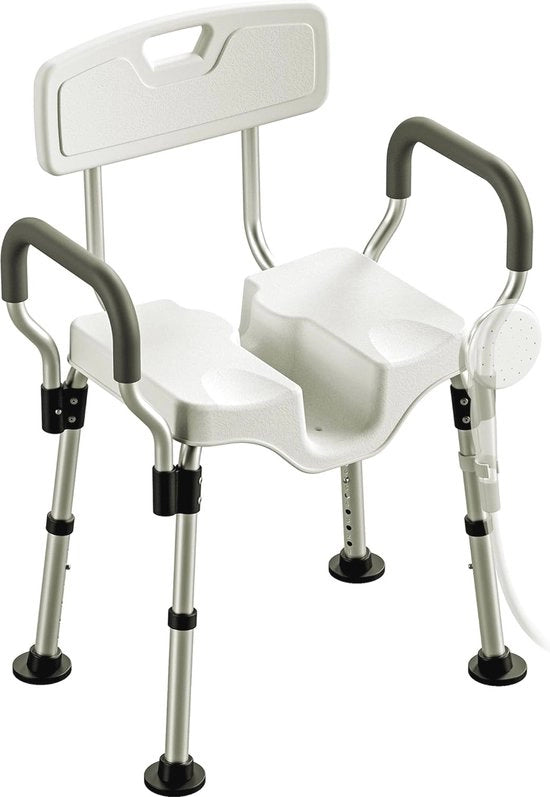 Douchestoile adattabile con bracciali e schienale - Panchina antisudamento per anziani e disabili