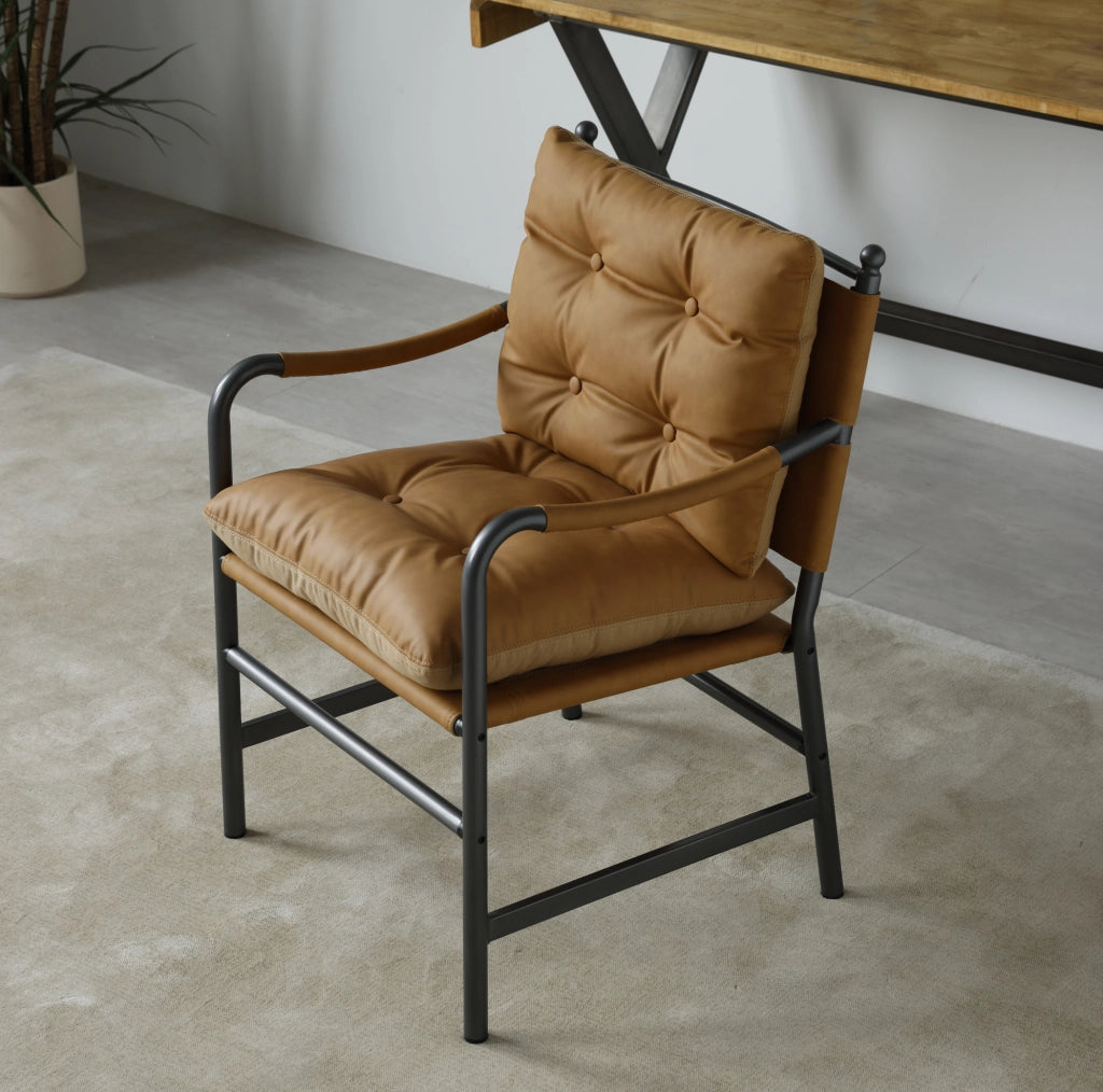 Poltrona 60x62x90 cm in similpelle marrone per soggiorno –