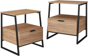 Comodino Lunor, Rovere rustico/nero, Set di 2