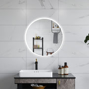 AICA Specchio da bagno 90 x 90 cm, 3 colori, antiappannamento, dimmerabile, interruttore touch, Funzione Memoria