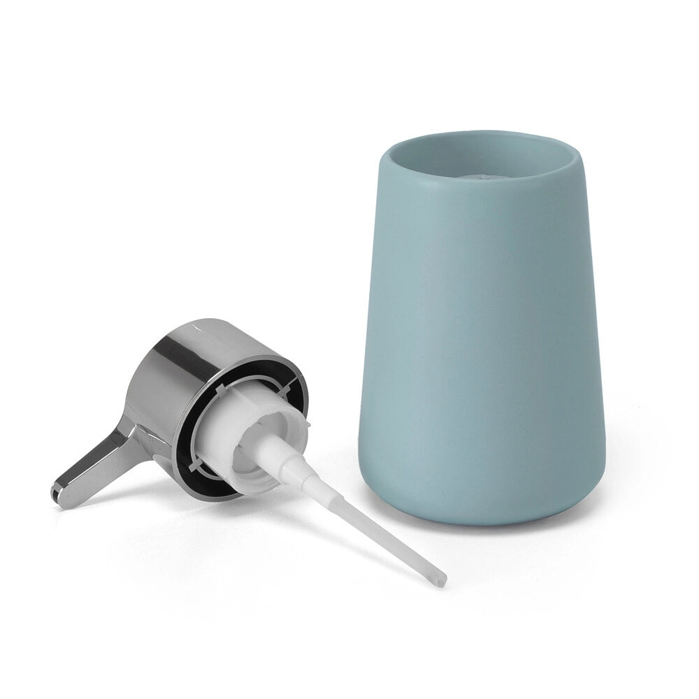 Dispenser sapone turchese e cromo in ceramica antibatterica Sidney
