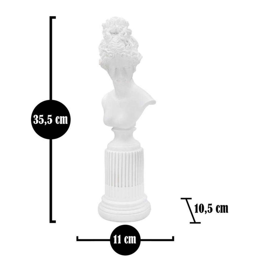 Scultura Statua Woman con piedistallo in resina bianca