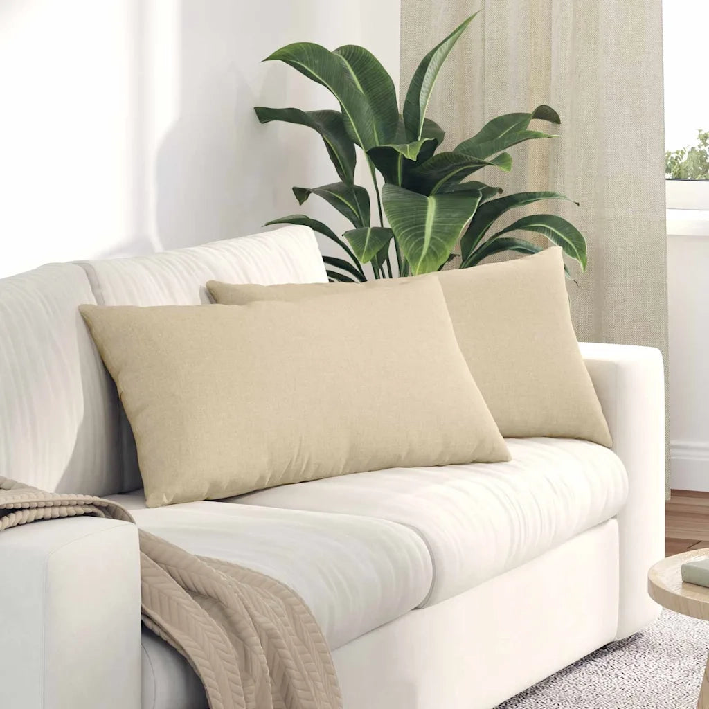 Cuscini da Divano 2 pz-Set di 2 Cuscini per Sofa Crema 80 x 40 cm Tessuto 291226