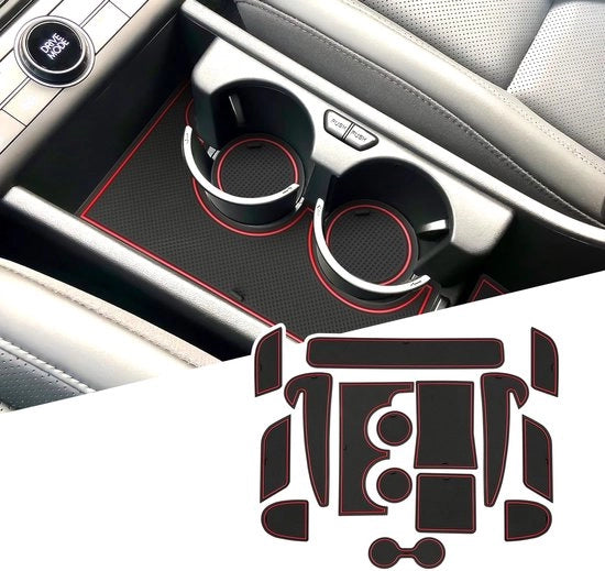 Antislipmattone per Hyundai EV Electric 2024-2025, mattoncini in gomma per contenitore centrale, antislipmat per contenitore beveraggio [non per veicoli a benzina e cambio manuale] (rosso)