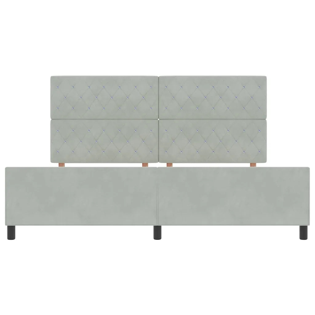 Letto a molle con testiera-Rete con Testiera Grigio chiaro 200 x 200 cm Velluto