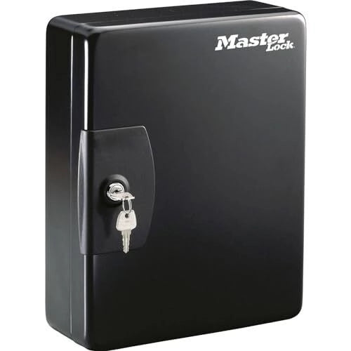 Master Lock KB-50ML Armadietto per Chiavi 50 Gancetti in Acciaio con Serratura a Chiave e Kit di Montaggio colore Nero