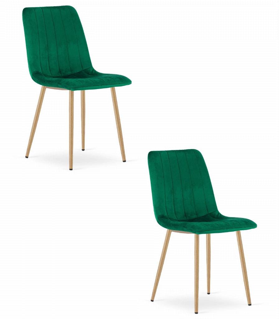Sedia VALORA JEWA - Velluto verde scuro con gambe color legno x 2
