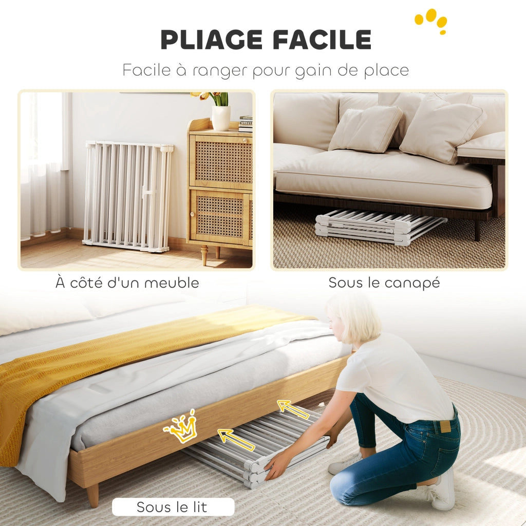 Recinto Sicurezza per Bambini e Cani ¨C zephmum ¨C Metallo Pieghevole 6 Pannelli 61x75 cm Bianco