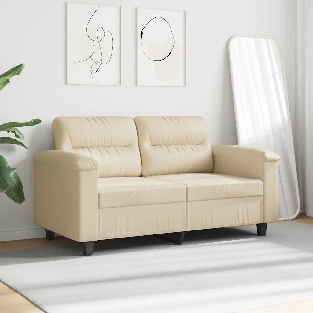 Divano a 2 Posti Crema 120 cm in Tessuto Microfibra 359559