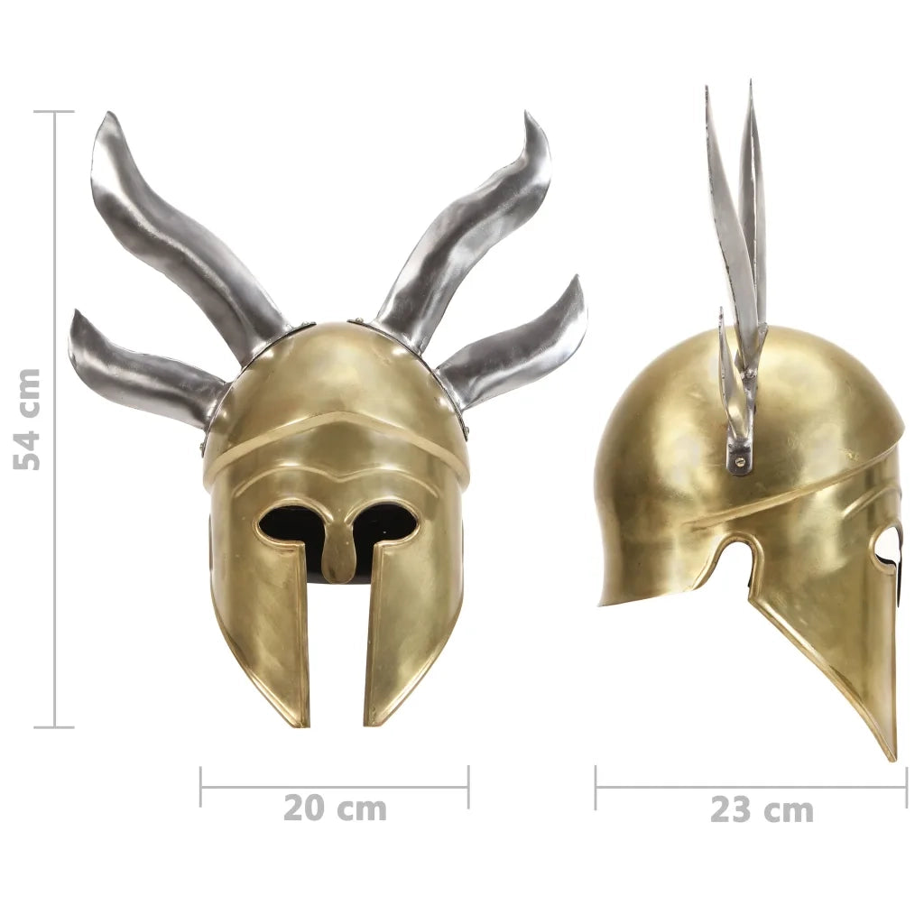 Elmo da Guerriero Greco Antico per LARP in Acciaio Ottone 286223
