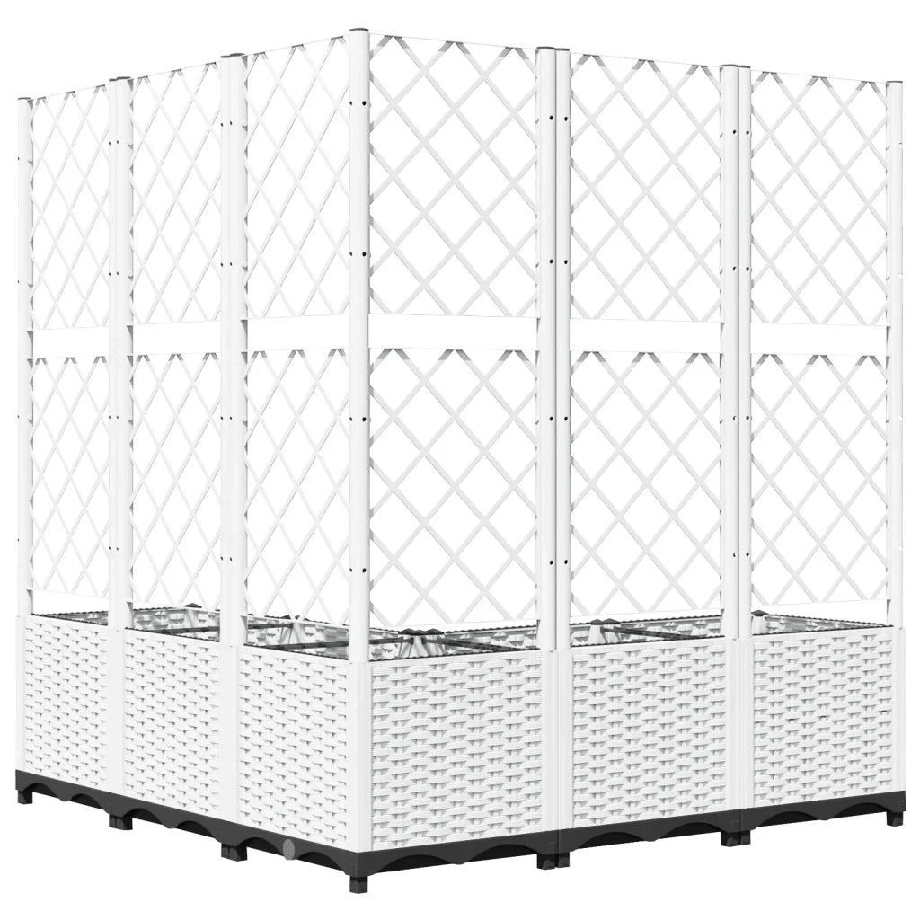 Fioriera | Cassetta per fiori | Vaso da Giardino con Graticcio Bianco 120x120x136 cm PP