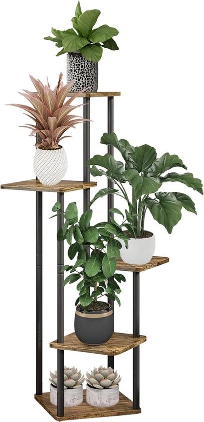 Stand per fiori in legno - 5 livelli di piattaforme per piante - supporto per angoli per interni e esterni