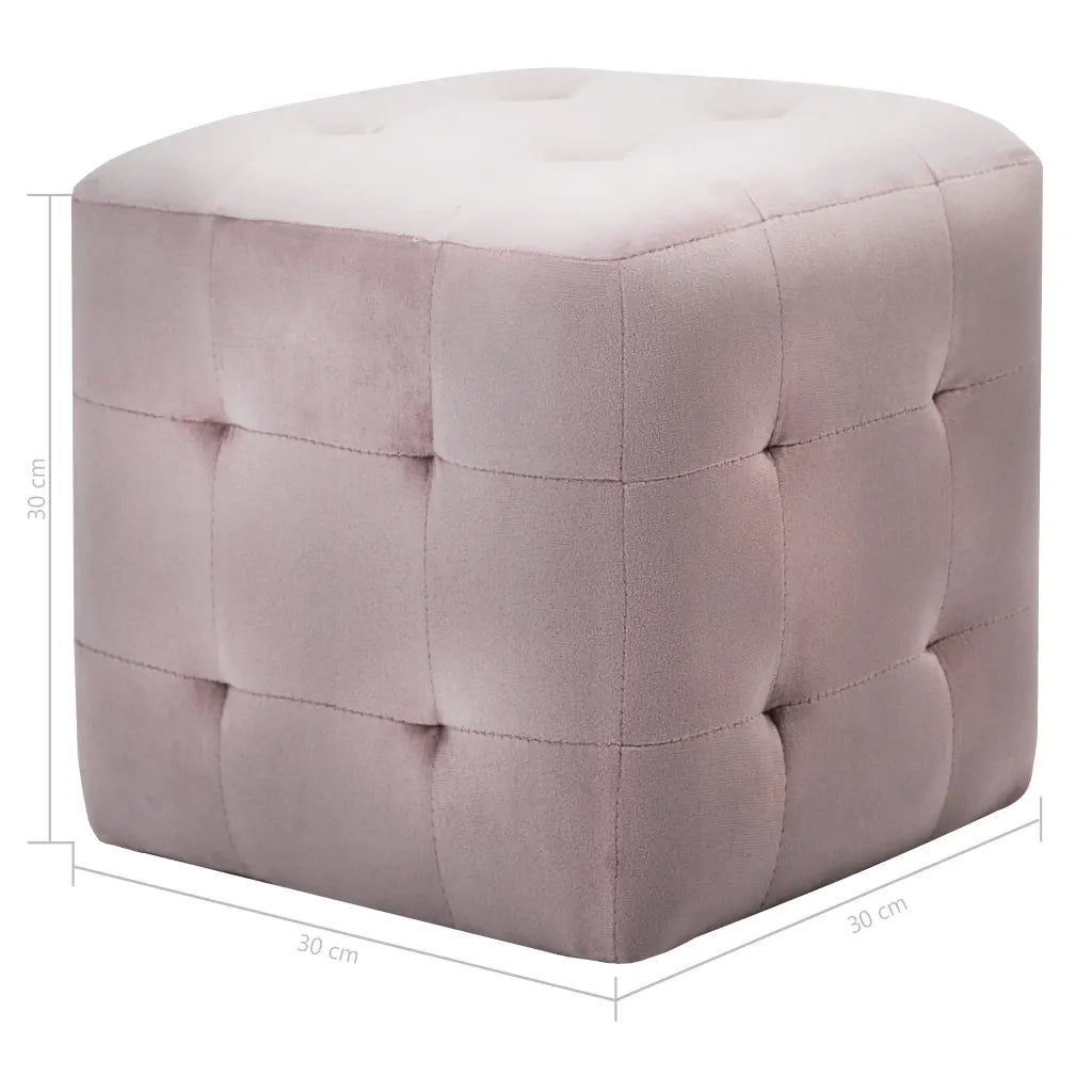Comodini 2 pz-Set di 2 Tavolino da notte Rosa 30x30x30 cm in Tessuto Vellutato