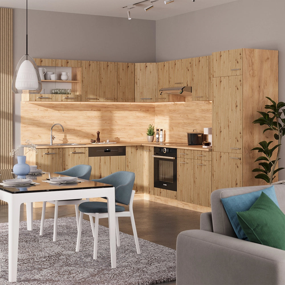 Mobile cucina angolare per sottotetto R-Line Rovere artigianale/Rovere dorato 75.6 cm con 1 porta Vicco