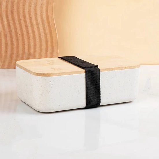 Bentobox per adulti – Model giapponese con coperchio in bambù naturale – Resistente a magnetron e lavastoviglie – Dimensioni piccole, BPA-free – Incluso set di posate e stecchi per cibi
