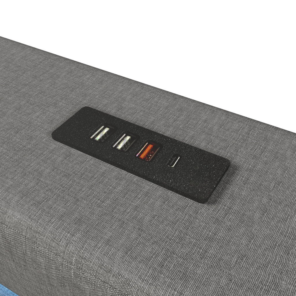 DESMIU Lit Contenitore 90 × 200 cm 1 posto con LED, USB, Type-C, apertura idraulica, senza materasso, grigio