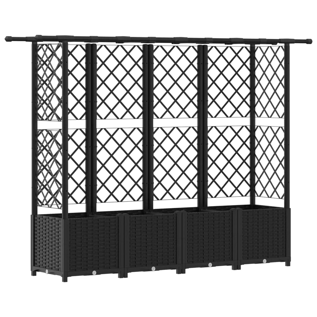 Letto Rialzato con Griglia e Tetto Nero 203 x 40 x 138 cm PP 42032544
