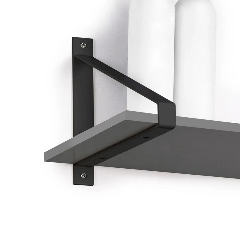 Set di supporti per mensole in legno Shelf con gancio integrato, Acciaio, Verniciato bianco
