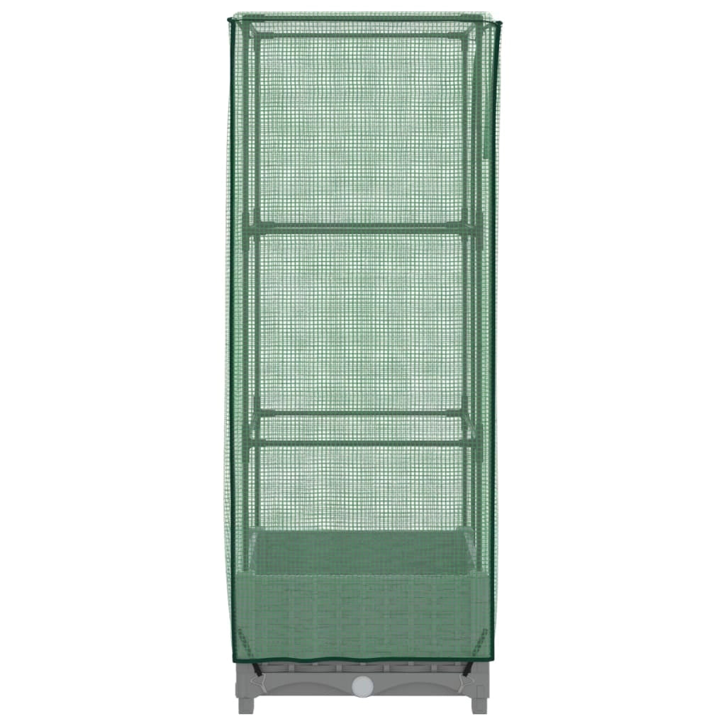 Aiuola rialzata/fioriera con copertura effetto rattan 40 x 40 x 123 cm grigio chiaro 02_0038767