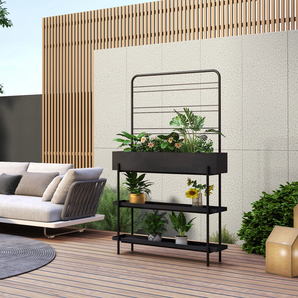 Scaffale Portapiante Alto Aalsmeer in Metallo 154 x 96 x 24 cm - Nero casa.pro