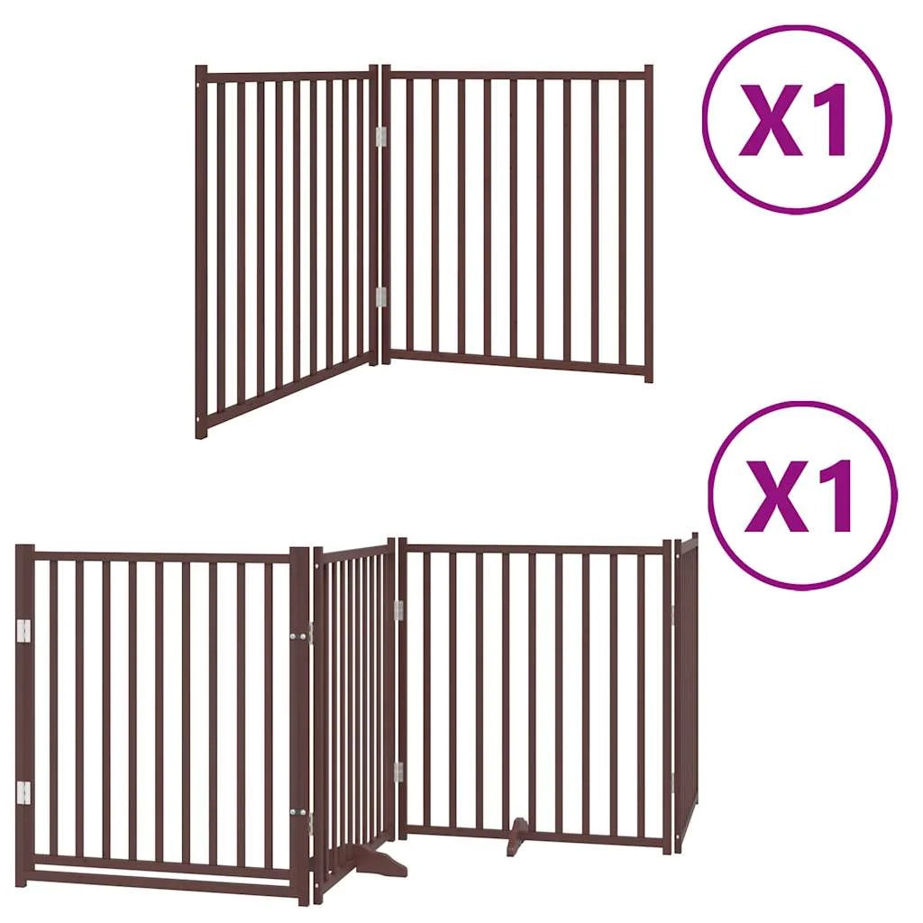 Cancelletto di sicurezza per cani con porta pieghevole 6 pannelli legno di pioppo marrone 02_0023029