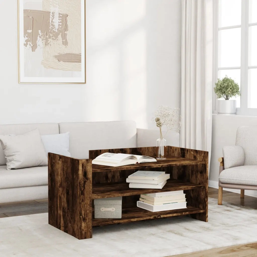 Tavolino salotto | Tavolino da caff¨¨ | Tavolino da Soggiorno Rovere Fumo 100x50x50 cm in Legno Multistrato