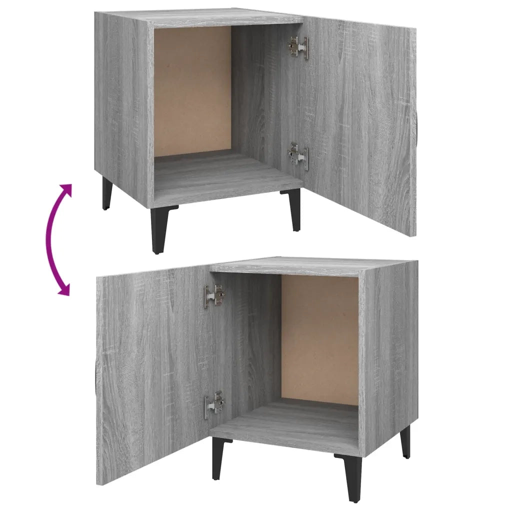 Set di 2 Comodini | Armadio da Notte | Mobiletto da notte Grigio Sonoma in Legno Multistrato