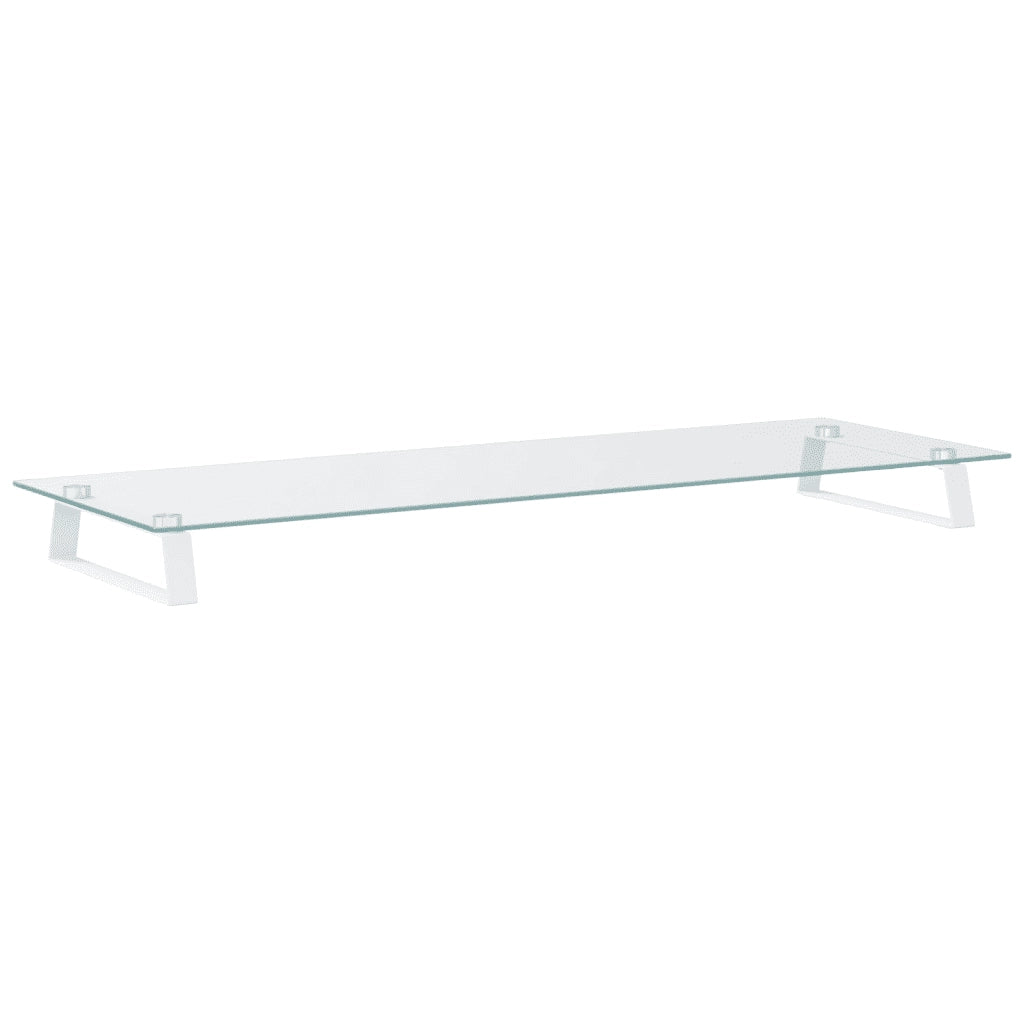 Supporto per Monitor Bianco 100x35x8cm Vetro Temperato Metallo 374222