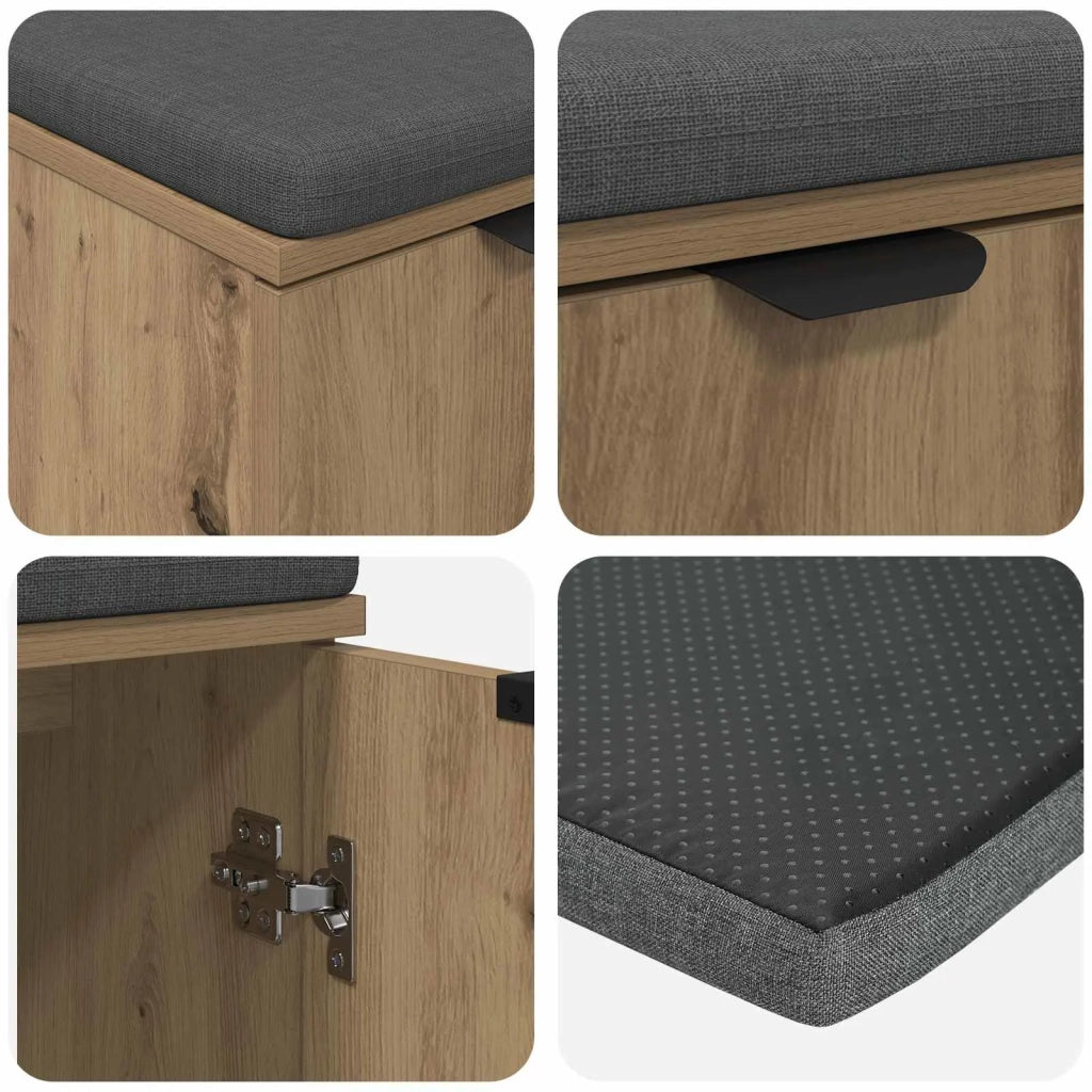 Panca per scarpe con cuscino Rovere Artigianale 60 x 38 x 46 cm 906097
