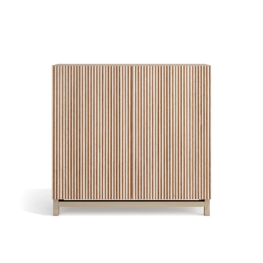 Scarpiera Herdasa effetto noce chiaro ante stampa doghe chiaro 90x90x27cm