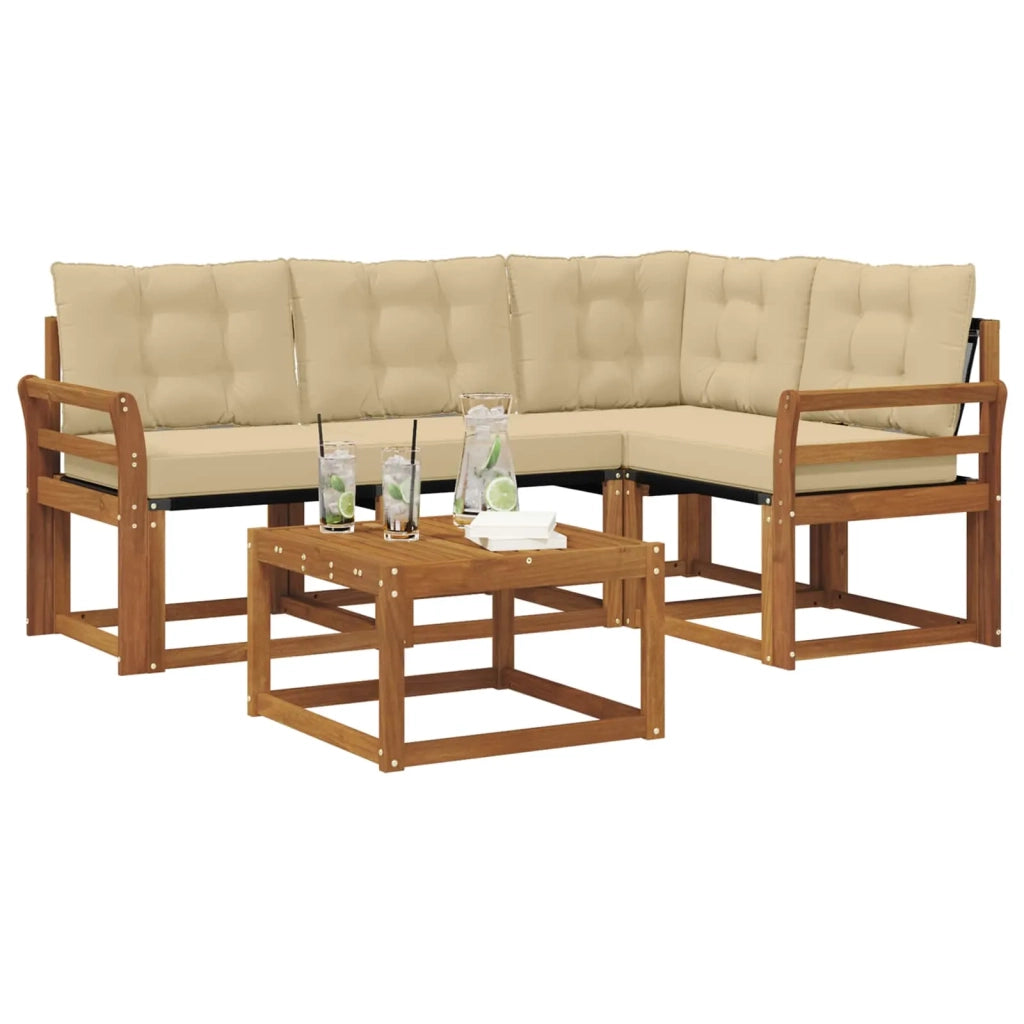 Set di divani da esterno con cuscino 5 pcs Naturale e Beige