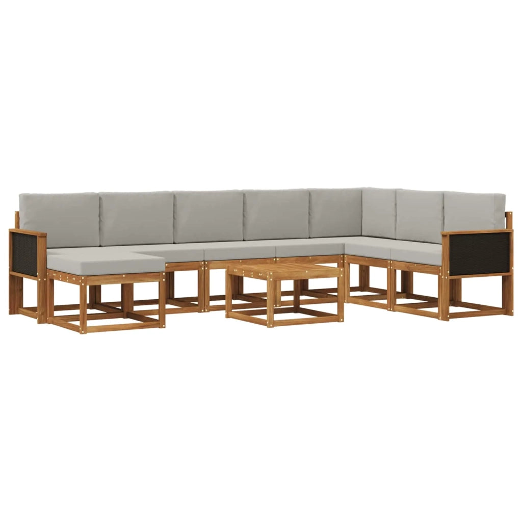 Set di divani da esterno 9 pcs Naturale e Grigio Chiaro 3385462