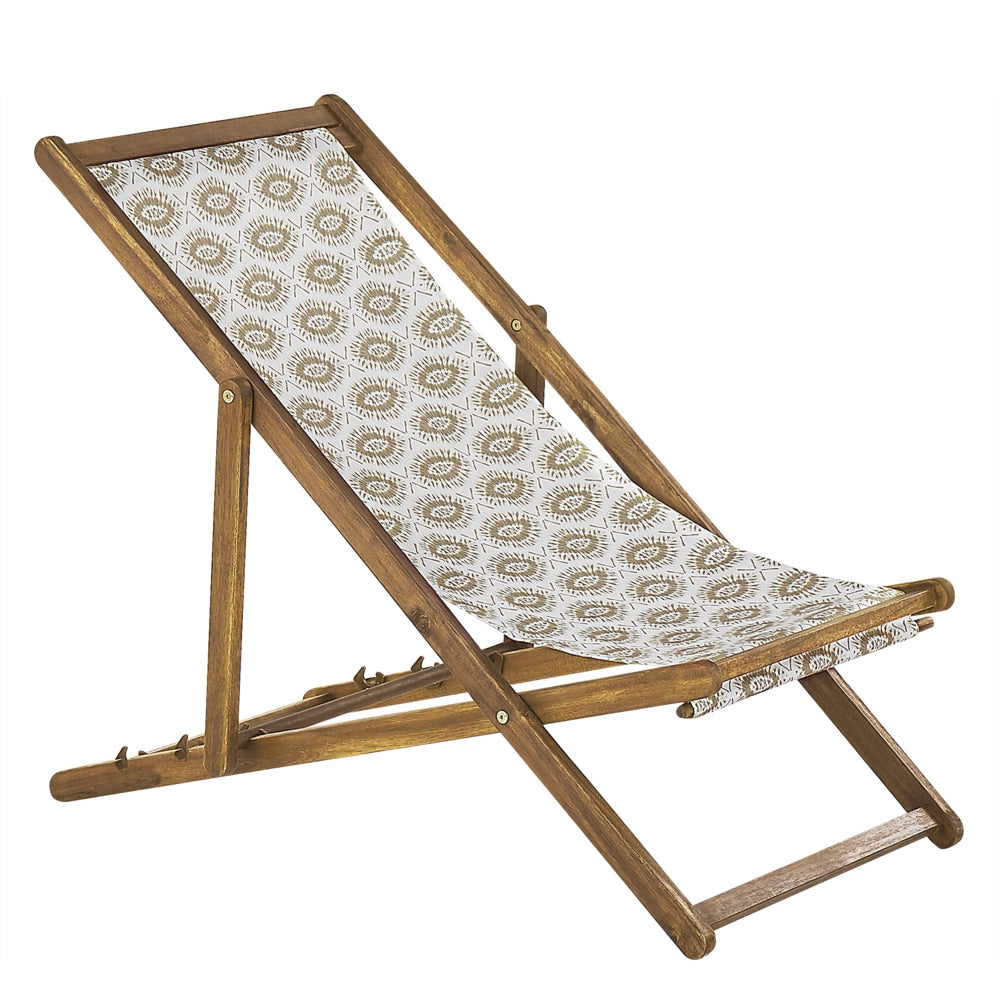 Set di 2 sedie a sdraio da giardino in legno di acacia chiaro beige struttura in tessuto amaca sedile reclinabile