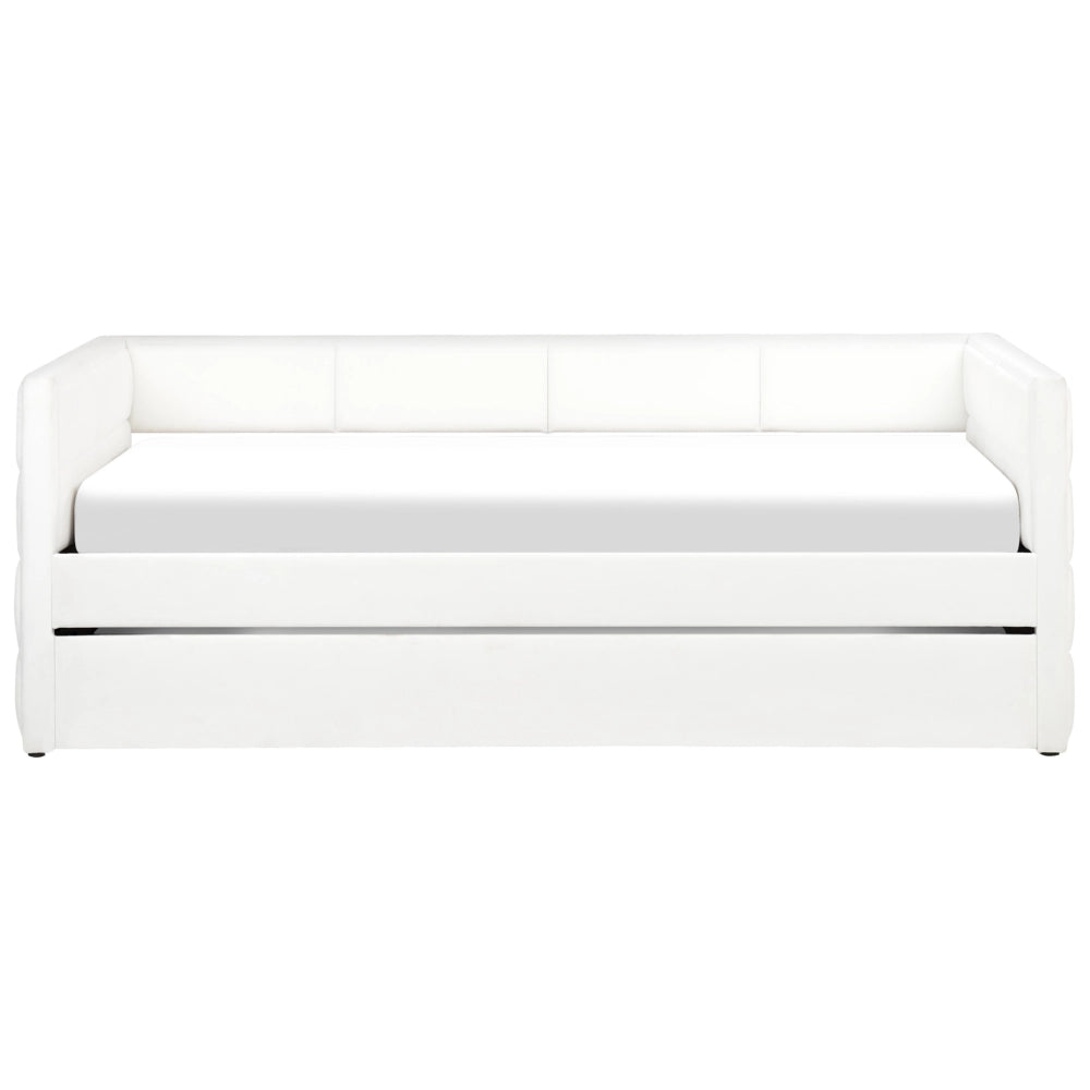 Letto a scomparsa con rete a doghe in velluto 90 x 200 cm glamour bianco panna