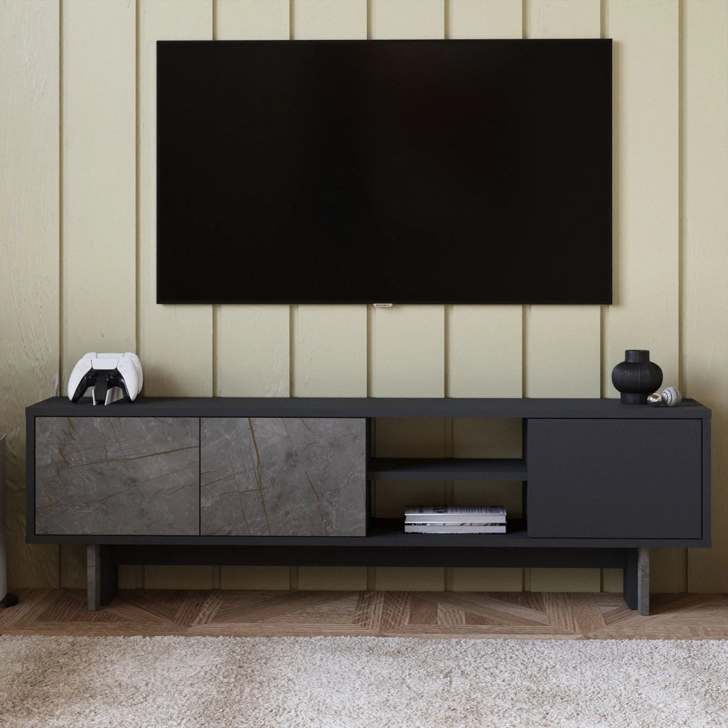 Mobile TV in legno "Ravello" - 150 x 30 x 45 cm - Grigio antracite