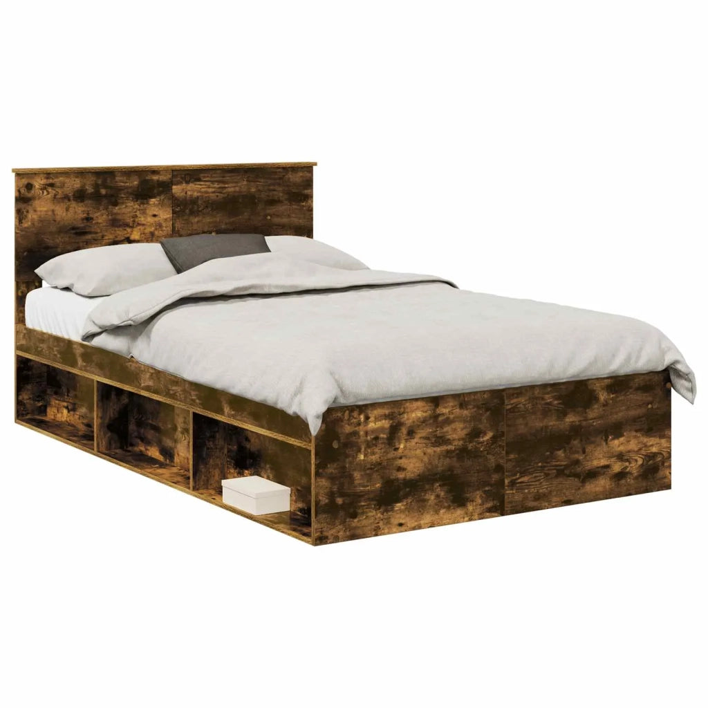 Struttura del letto Rovere fumé 135 x 190 cm Legno multistrato
