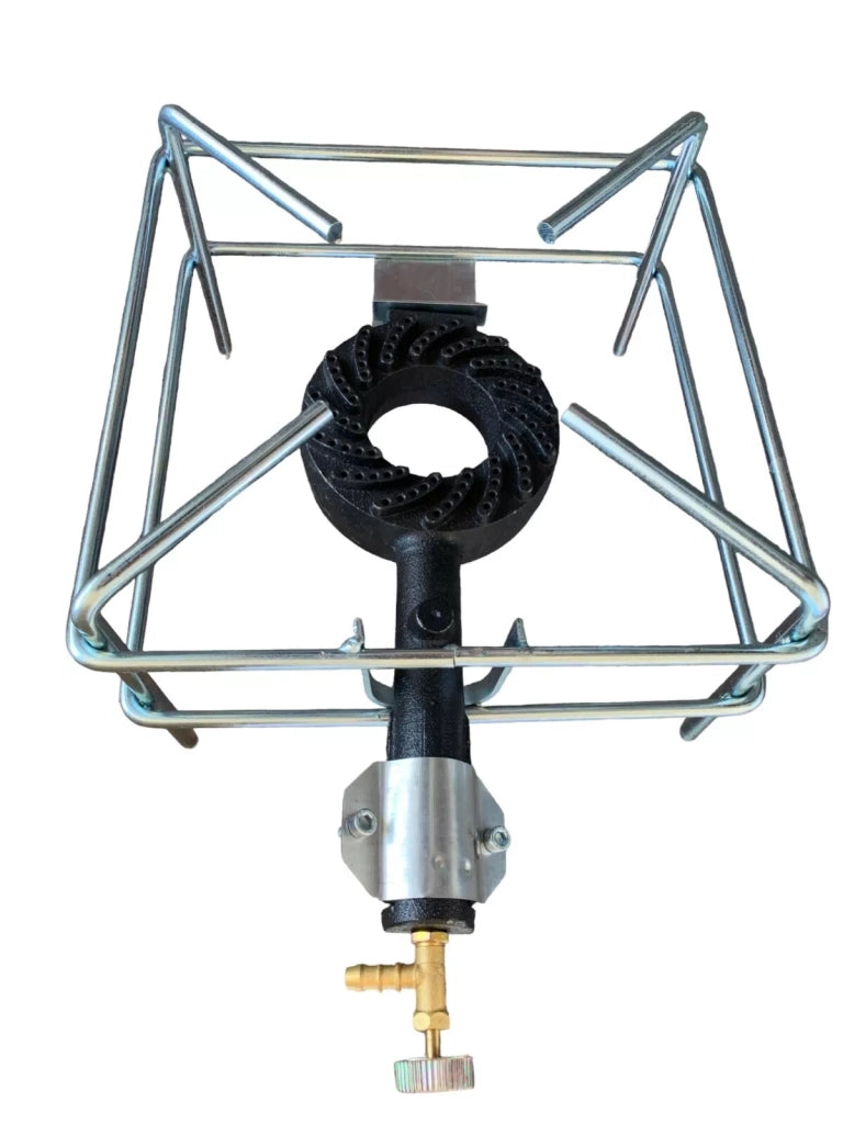 Fornellone a Gas GPL in Acciaio Cromato per Cucina, Campeggio, Giardino e Barbecue, Regolabile 30x30 cm