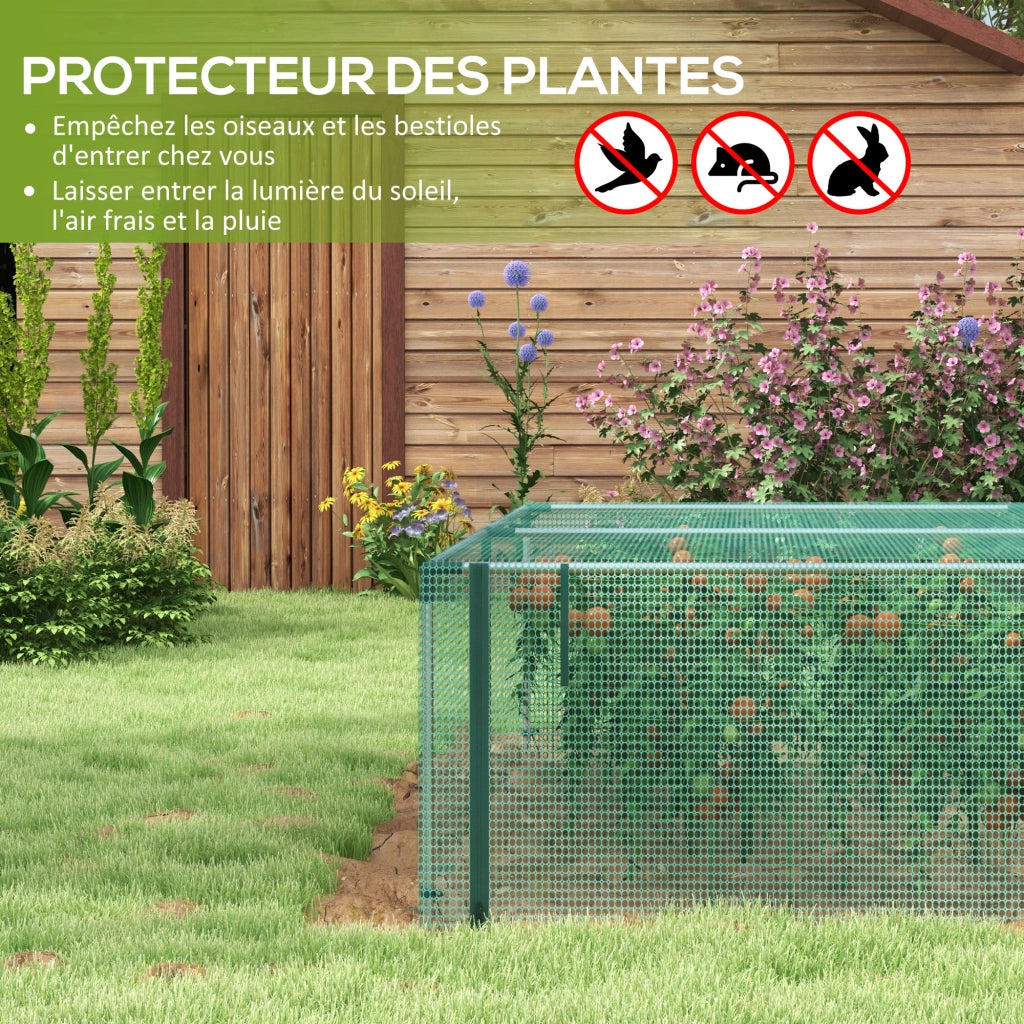 Serra da giardino per pomodori con rete protezione e porta zip ¨C zephmum ¨C grigio HDPE 125x373x62.5 cm