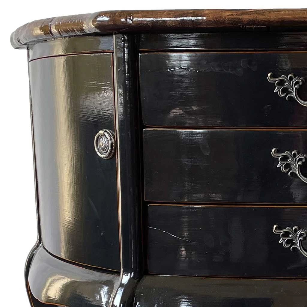 Credenza in legno dipinto a mano nero 115x45x83h cm