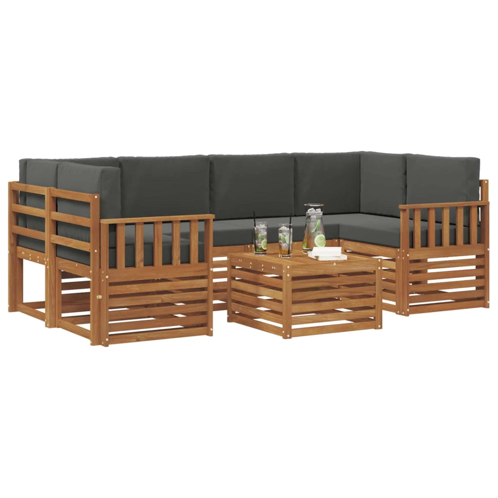 Set di divani da esterno con cuscino 7 pcs Naturale e Antracite